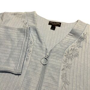 Miss Elaine Relax Blue Embroidered Zip Front Robe Women's Size Large